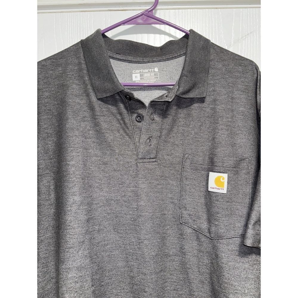 Carhartt Polo Shirt Men's XL Gray Loose Fit Midweight Pocket - Picture 2 of 4